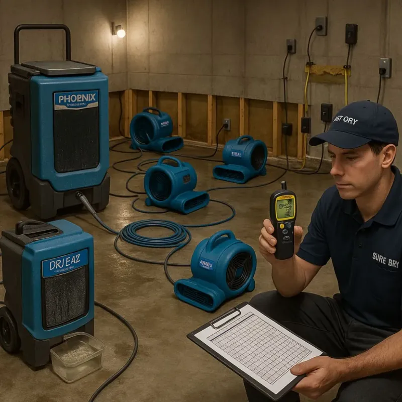 Structural Drying and Dehumidification process in Boxborough, MA